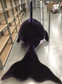 Unisex, Walkabout, MTO, Purple, White, L200FOAM, Polyester, Solid, Ombre, Made To Order, Whale Walkabout, Ombre Purple Panne Velvet and White Panne Velvet, Plastic Bubble Eyes Surrounded with Coiled Rope, Total of  2 Pieces, the Dorsal Fin is Detachable for Travel, From Nose to Tail 11 Feet 2 Inches (134"), From Belly to Top of the Back Without the Fin 3 Feet (36"), From Belly to Top of Fin 5 Feet 3 Inches (63"), From Side to Side at the Widest 4 Feet (48"), No Visibility From Inside the Whale, Weight Approximately 30 Pounds. Please Give Us a Day Before Heads Up So We Can Get the Whale Down for You. No 24 Hour Approval on the Whale.