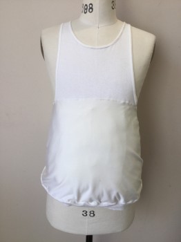 Unisex, Fat Padding, HANES, White, Cotton, Polyester, Solid, XL, White Ribbed U Neck with Stuffed Belly, Pull Over, Light Pink Dye on Back