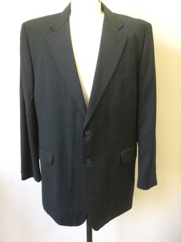 N/L, Charcoal Gray, Wool, Solid, Single Breasted, 2 Buttons,  3 Pockets, Notched Lapel,