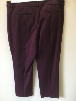 CHICOS, Plum Purple, Cotton, Spandex, Solid, Flat Front, Slit Pockets, Zip Fly