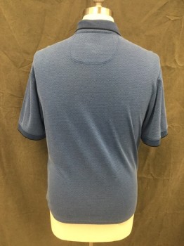 TOMMY BAHAMA, Blue, Black, Modal, Polyester, Zig-Zag , Short Sleeves, 1 Pocket, 3 Button Placket, Honeycomb Collar Attached, Honeycomb Cuff