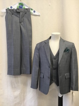 Childrens, Suit Piece 1, TAZIO, Heather Gray, Polyester, Rayon, Solid, 6, Notched Lapel, Collar Attached, 2 Buttons,  3 Pockets, **No More Pocket Square**