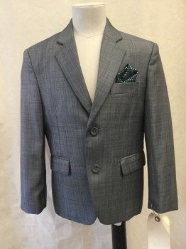 Childrens, Suit Piece 1, TAZIO, Heather Gray, Polyester, Rayon, Solid, 6, Notched Lapel, Collar Attached, 2 Buttons,  3 Pockets, **No More Pocket Square**
