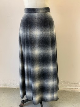 MTO, Black, White, Gray, Wool, Plaid, Heavy Weight Felted Wool, Pleated Center Back, Snaps & Hook & Bar, Raw Edge Hem, You May Put in a Minimal Hem If Want, But No Cutting