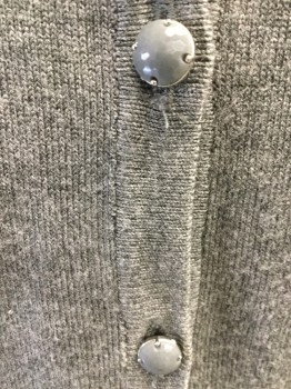 Womens, Sweater, PREMISE STUDIO, Heather Gray, Rayon, Nylon, Heathered, S, Ribbed Knit, Scoop Neck, Long Sleeves, Gray Buttons at Front and Cuffs