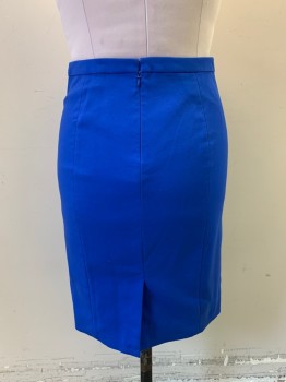 J. CREW, Royal Blue, Poly/Cotton, Solid, Pencil Skirt, Slit at Back, Zip Back