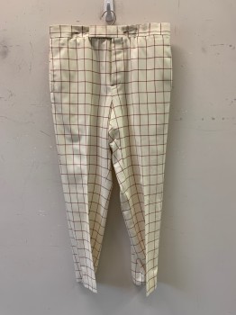 Burberry, Cream, Red, Wool, Grid , F.F, Button Front, Side Pockets,