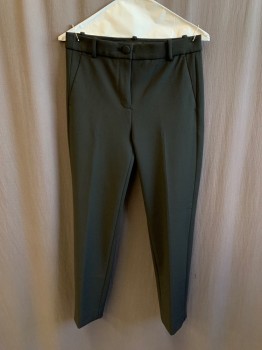 Womens, Slacks, J. CREW, Black, Polyester, Viscose, Solid, 4, W 28, Thick, Zip Fly, Fabric Covered Button, 4 Faux Pockets, Belt Loops