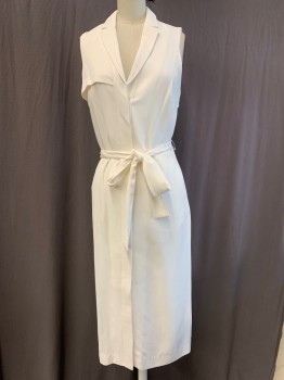 BANANA REPUBLIC, Cream, Triacetate, Solid, C.A., Button Front, 2 Pockets, with Matching Tie Belt