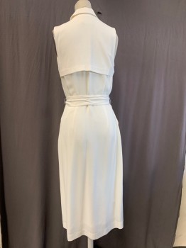 BANANA REPUBLIC, Cream, Triacetate, Solid, C.A., Button Front, 2 Pockets, with Matching Tie Belt