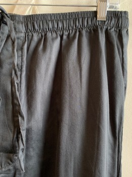 STAFFORD, Black, Lt Gray, Cotton, Polyester, Solid, BOTTOM, Elastic/Drawstring Waistband, Button Fly