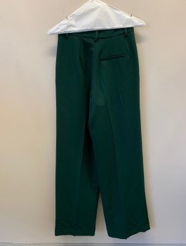 ZARA, Forest Green, Polyester, Solid, Pleated Front, 3 Pockets, Zip Fly, Belt Loops, Wide Leg