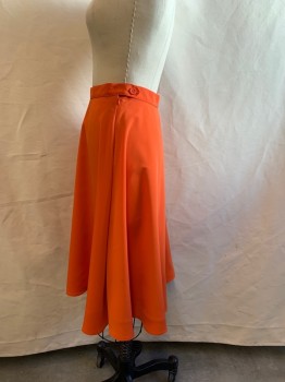 AMERICAN APPAREL, Orange, Polyester, Solid, 1/2 Circle, Lined, Side Zip, Button Tap Waistband,