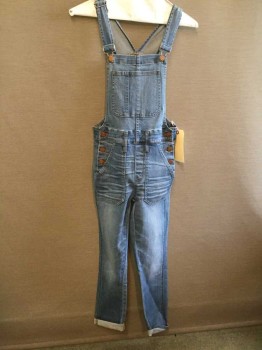 Womens, Overalls, Madewell, Denim Blue, Cotton, Spandex, Solid, Xs, Whiskers, Camp Pockets