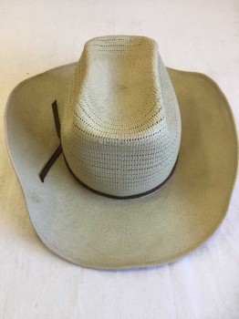 Mens, Cowboy Hat, HAMLEY'S, Beige, Straw, Perforated Through Crown