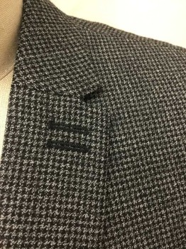 THE KOOPLES, Gray, Black, Wool, Check , Houndstooth, Gray and Black Check, Single Breasted, Notched Lapel, 2 Buttons, 4 Pockets,  Black Satin Trim on Chest Pocket, Slim Fit, Black Lining