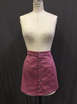 FOREVER 21, Dusty Rose Pink, Cotton, Lycra, Solid, Stretch Cotton Pewter Button Opening Down Center Front,