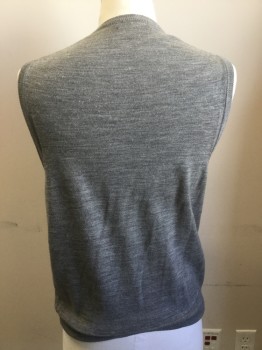 EXPRESS, Heather Gray, Wool, Heathered, V-neck, Pull Over