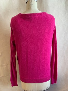 Womens, Pullover, JUICY COUTURE, Fuchsia Pink, Synthetic, Wool, Solid, S, Scoop Neck, Long Sleeves