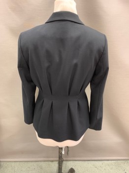 H&M, Black, Polyester, Viscose, Notched Lapel, Single Breasted, 1 Button, Pleated, 1 Pocket