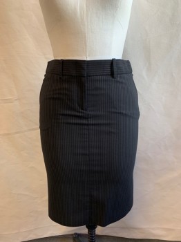BCBG, Black, Brown, Wool, Polyester, Stripes, 4 Pockets, Adj Waistband with 4 Buttons, Belt Loops, Zip Fly, Pleated Back Hem
