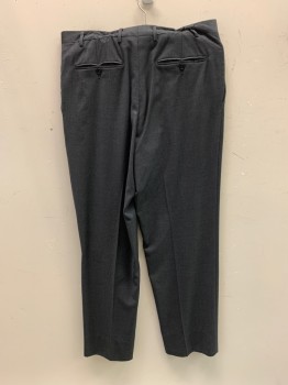 CANALI, Dk Gray, Wool, Solid, F.F, 5 Pockets, Zip Fly,