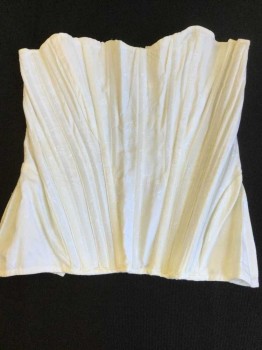 Womens, Historical Fiction Corset, N/L, Off White, Cotton, Floral, W 26, Off White W/self Floral Brocade, Off White Lacing Back, ( Light Brown stained On Front Hem & Bodice Bottom)