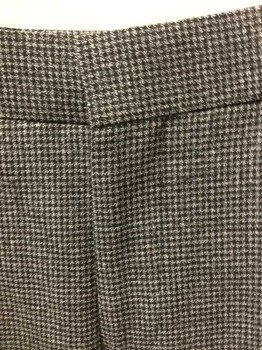 THE KOOPLES, Gray, Black, Wool, Check , Houndstooth, Black and Gray Checked, Flat Front, Zip Fly, No Belt Loops, Adjustable Tabs at Sides, 4 Pockets, Slim Leg