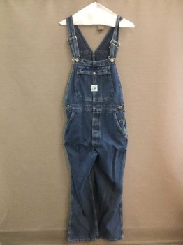 Womens, Overalls, LEE, Denim Blue, Cotton, Stripes, S, Ribbed Stripe, Carpenter Overalls, Kangaroo Pouch, Silver Metal Hardware, Button Fly