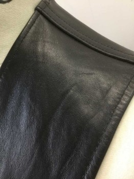 Mens, Leather Vest, LEATHER DEN, Black, Leather, Solid, 40, Open at Center Front with No Closures, No Lining, Inside Patch Pockets