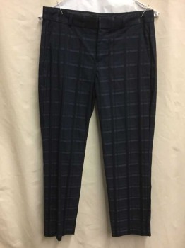 AVERY, Midnight Blue, Navy Blue, Cotton, Synthetic, Plaid, Midnight/navy Plaid Cropped