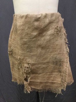 Mens, Historical Fiction Skirt, MTO, Tan Brown, Hemp, Solid, 42+, Scratchy Burlap, Velcro Closed Wrap, Aged/Distressed,