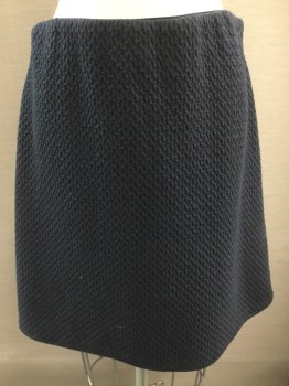 MAX STUDIO, Navy Blue, Polyester, Rayon, Solid, Textured Knit, Pull On, No Waistband, Elastic Waist,