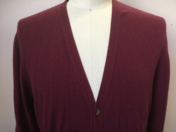JOSEPH & LYMAN, Maroon Red, Cashmere, Solid, Button Front, 2 Pockets, 5 Buttons,