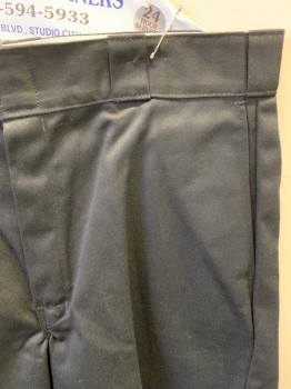 DICKIES, Black, Poly/Cotton, Solid, Zip Front, Flat Front, 2 Slant Pockets, 2 Back Welt Pockets with 1 Button, Logo Patch on Hem and Above Back Pocket