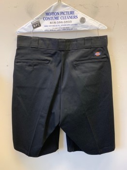 DICKIES, Black, Poly/Cotton, Solid, Zip Front, Flat Front, 2 Slant Pockets, 2 Back Welt Pockets with 1 Button, Logo Patch on Hem and Above Back Pocket