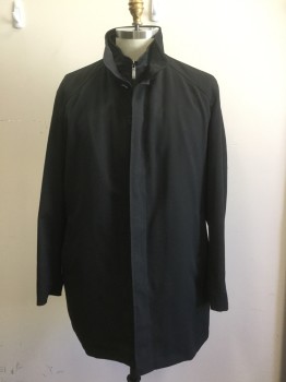 SANYO, Black, Polyester, Solid, Zip/button Front, 2 Pockets, Collar Attached, Removable Liner