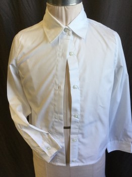 Childrens, Blouse, FRENCH TOAST, White, Polyester, Cotton, Solid, 12, Collar Attached, Button Front, Long Sleeves,