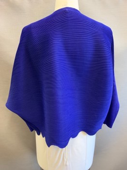 N/L, Violet Purple, Polyester, Solid, Permanent Pleating, Scalloped Hem, Open Front