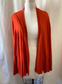 EILEEN FISHER, Red-Orange, Acrylic, Solid, Open Front, Ribbed Back