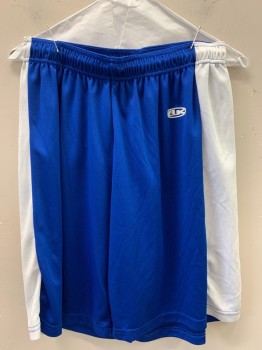 Mens, Shorts, Athletic Knit, Royal Blue, White, Polyester, Solid, M, Basketball Short, Internal Pull String, 2 Pocket,