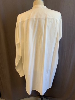 Mens, Shirt 1890s-1910s, MTO, White, Cotton, Solid, 37-38, 16.5, Band Collar, Button Front, L/S