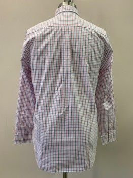 VINEYARD WINES, Red, Blue, White, Cotton, Polyester, Plaid - Tattersall, L/S, Button Front, Collar Attached, Chest Pocket,