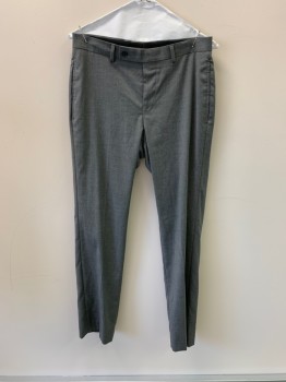 CALVIN KLEIN, Gray, Polyester, Rayon, Side Pockets, Zip Front, F.F, 2 Back Welt Pockets