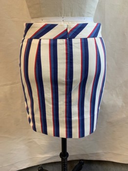 BROOKS BROTHERS, White, Red, Navy Blue, French Blue, Cotton, Viscose, Stripes, 2 Pockets, Zip Back