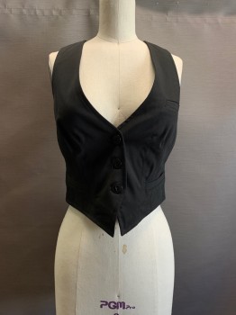 Womens, Vest, GUESS JEANS, Black, Polyester, Wool, Solid, S, V-N, 3 Buttons, 3 Pockets