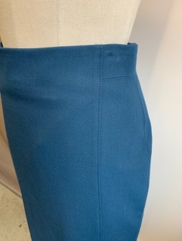 ANN TAYLOR, Dusty Blue, Polyester, Rayon, Solid, Back Zipper, Invisible Zipper, F.F, Kick Pleat, Pencil Skirt