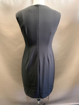 CONNECTED APPAREL, Black, Blush Pink, White, Polyester, Viscose, Color Blocking, Round Neck,  Zip Back, Hem at Knee, Body-con