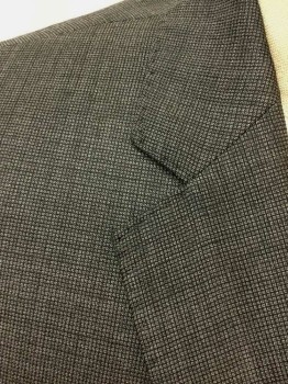HUGO BOSS, Gray, Dk Gray, Wool, Speckled, Gray/Black Microcheck/Speck, Single Breasted, Notched Lapel, 2 Buttons, 3 Pockets, Dark Gray with White Dots Lining