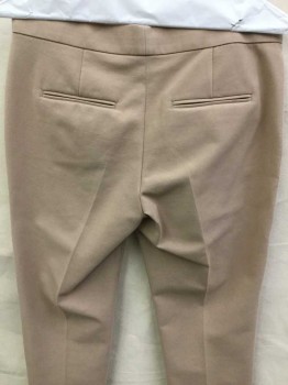 ANN TAYLOR, Beige, Wool, Spandex, Solid, Zip Front, Flat Front, Low Rise, Tab Waistband, 4 Pockets,
